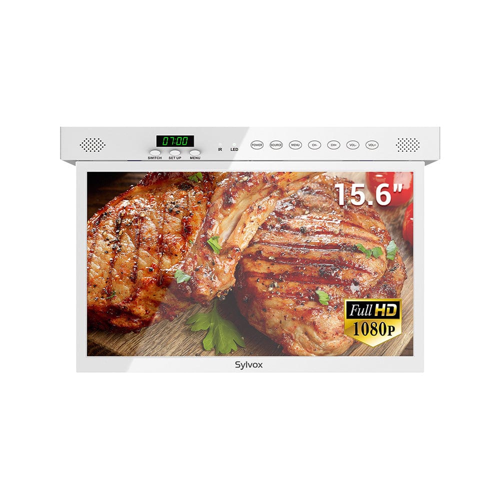 15.6" Under Cabinet TV - White Kitchen TV