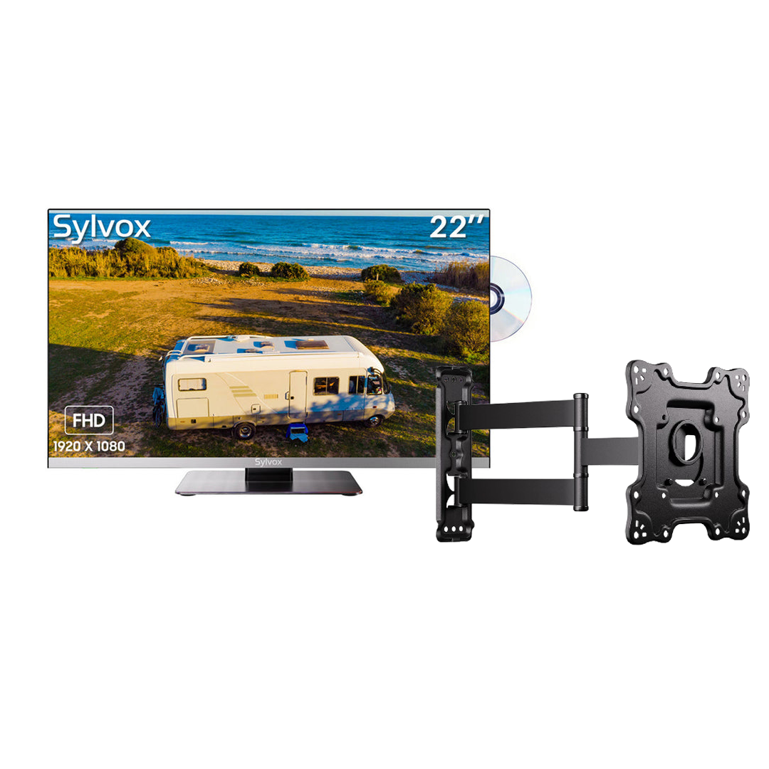 22 Sylvox 12 Volt RV TV with DVD Player - 2023 RV Series+Sylvox Full Motion TV Wall Mount