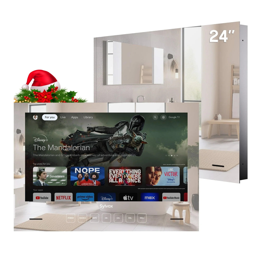 24" Waterproof Smart Bathroom Mirror TV(Embedded Wall Model)