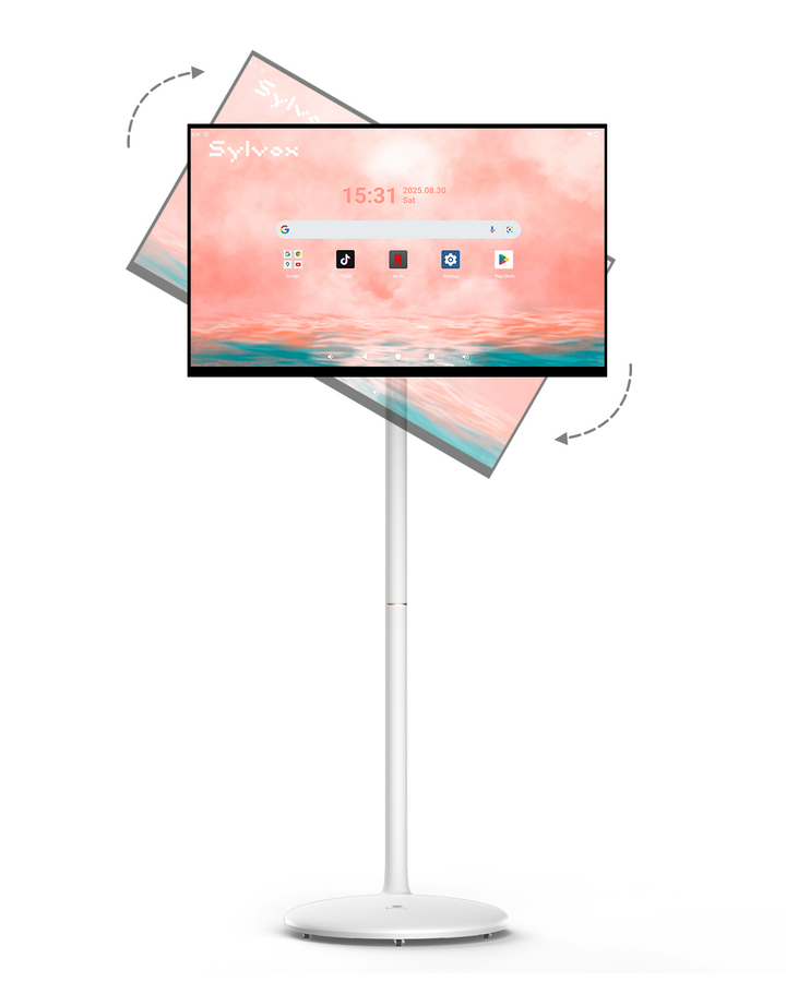 27" Portable Battery-Powered Smart TV on Wheels with Touchscreen (Rolling TV Series)