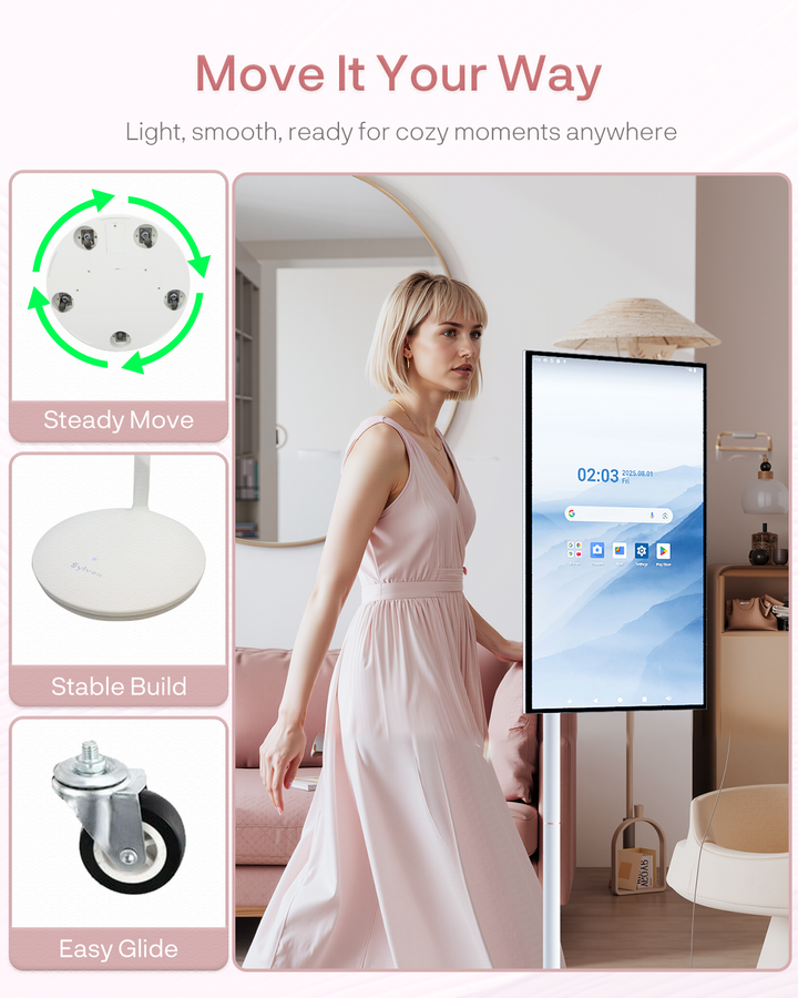 27" Portable Battery-Powered Smart TV on Wheels with Touchscreen (Rolling TV Series)