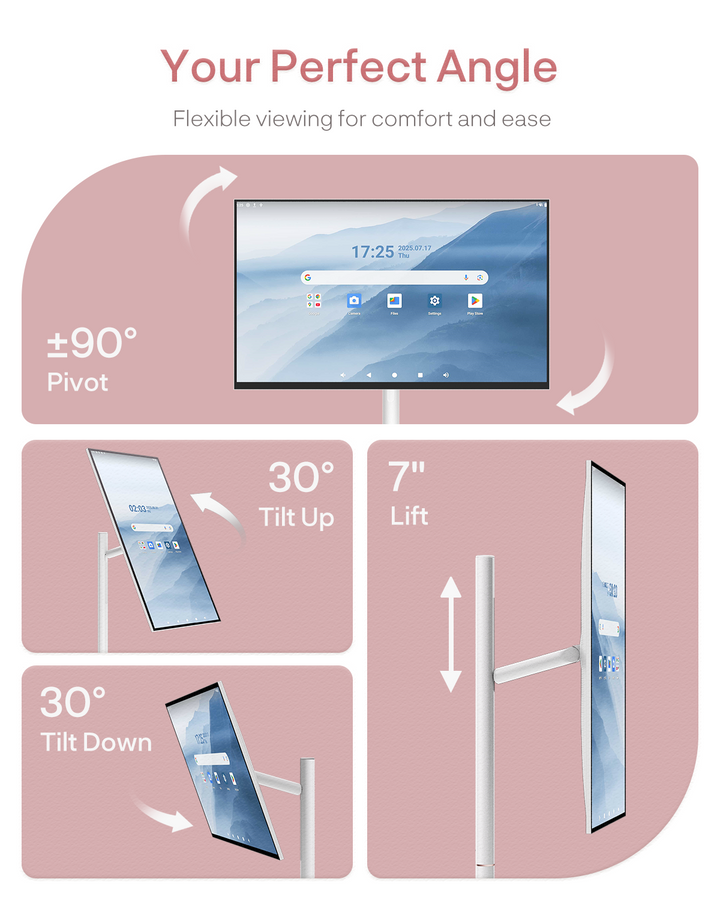 27" Portable Battery-Powered Smart TV on Wheels with Touchscreen (Rolling TV Series)