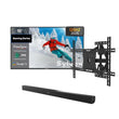 55 inch outdoor gaming TV bundle with wall mount and soundbar, weatherproof television for patio, backyard or garden entertainment