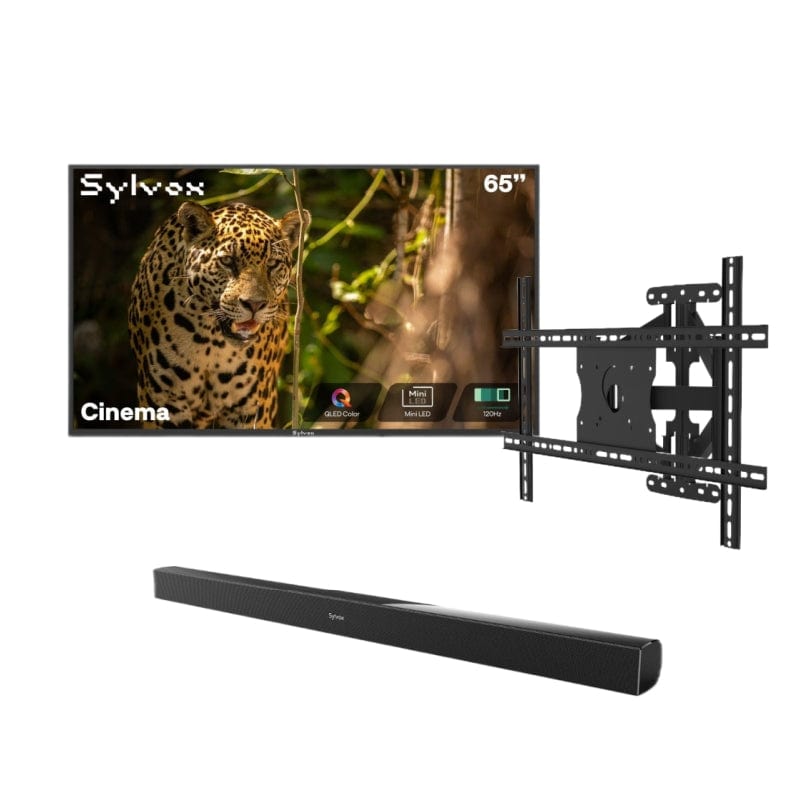 65" Cinema Helio QLED Full Sun Outdoor TV with Wall Mount & S2 Outdoor Soundbar
