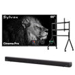 65" Cinema Pro Helio QLED Full Sun Outdoor TV with Rolling TV Cart & S3 Outdoor Soundbar

