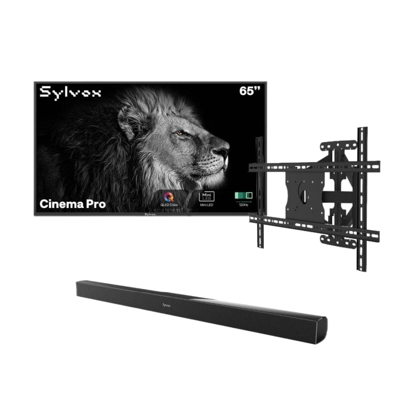 65" Cinema Pro Helio QLED Full Sun Outdoor TV with Wall Mount & S2 Outdoor Soundbar

