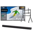 65 inch outdoor gaming TV bundle with rolling tv cart and soundbar, weatherproof television for patio, backyard or garden entertainment 
