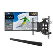 65 inch outdoor gaming TV bundle with wall mount and soundbar, weatherproof television for patio, backyard or garden entertainment