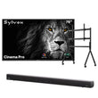 75" Cinema Pro Helio QLED Full Sun Outdoor TV with Rolling TV Cart & S3 Outdoor Soundbar
