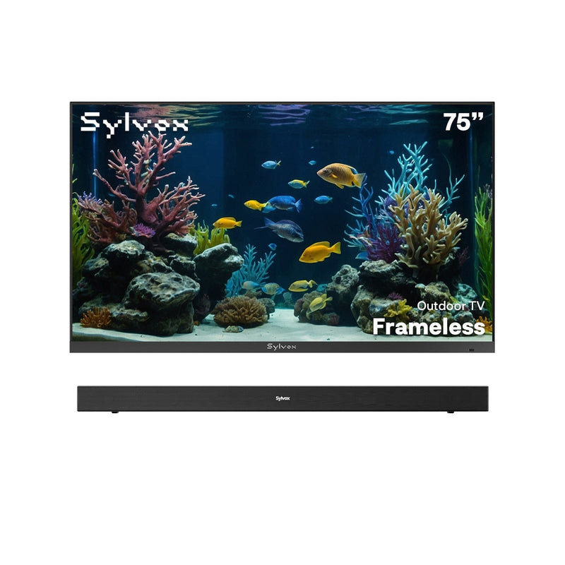 75" Frameless Partial Sun Outdoor TV with S2 Outdoor Soundbar