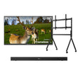 75" Frameless Pro Full Sun Outdoor TV with Rolling TV Cart & S2 Outdoor Soundbar