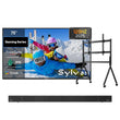 75 inch outdoor gaming TV bundle with rolling tv cart and soundbar, weatherproof television for patio, backyard or garden entertainment