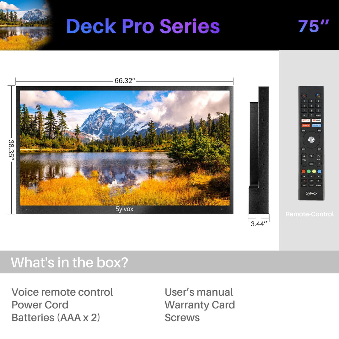 (Last 4 units) 75" Outdoor TV (Partial Sun) - 2023 Deck Pro Series