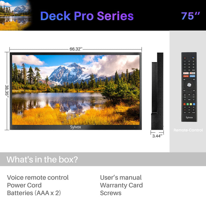 (Last 4 units) 75" Outdoor TV (Partial Sun) - 2023 Deck Pro Series