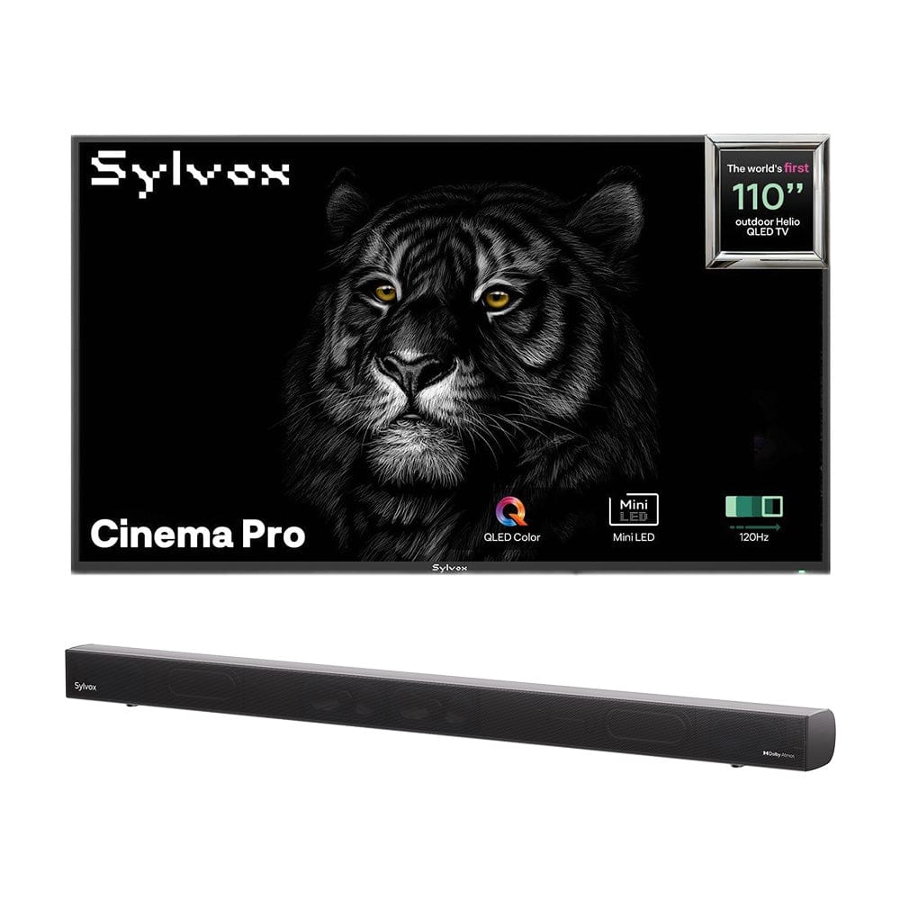 Sylvox Cinema Pro 110" Helio QLED Outdoor TV – 5000Nits, Cinematic Motion with 120Hz (2025 Model)