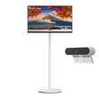 32" Portable Standing TV on Wheels, Battery-Powered Smart TV with Touchscreen